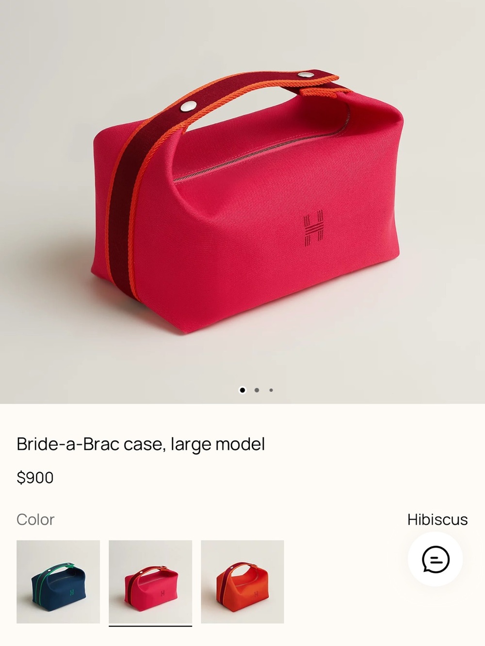 Hermes Bride-a-Brac Small Pouch in Hibiscus with Orange-Trim Handle